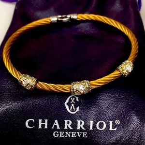 Charriol 18K Gold Encased  Diamond Cable Bracelet